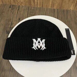 Amiri White & Black M.A Logo Beanie Embroidered - new with tags